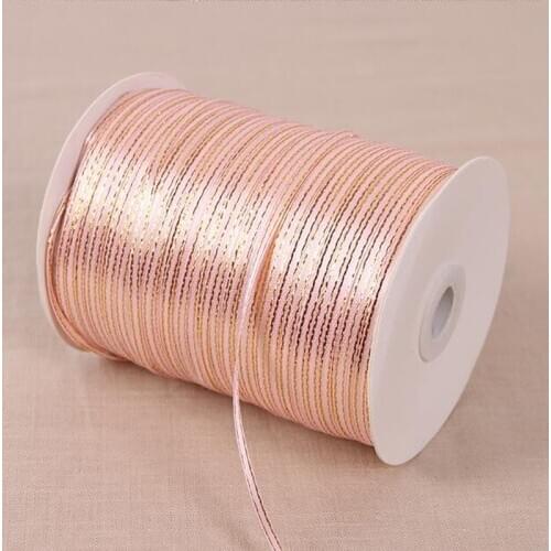 REDJCK 50/100 Yards\lot 3 mm Width Golden Side Silk Satin Ribbon Gift Box Webbing Fabric Ribbons For Home Party Decoration