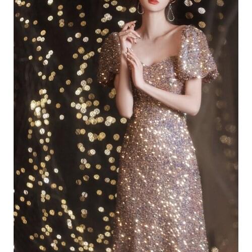 Rose Gold Luxury Prom Dresses Off the Shoulder Mermaid Boat Neck Sequined Formal Party Wedding Guests Ceremony Evening Gowns New