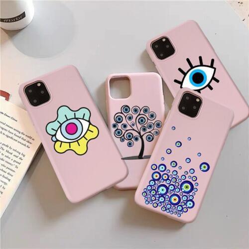 Evil Eye Illustrations pink Phone Case For Iphone 7 XR soft TPU cover For iPhone 11Pro 12pro MAX XS MAX XR 12mini 6s 7 8 Plus SE