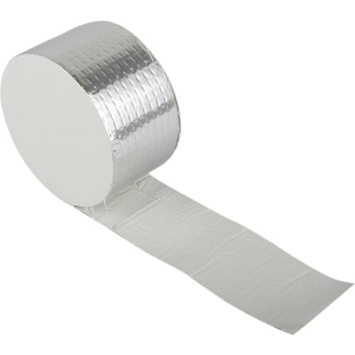 1 Roll 1M Aluminum Foil Butyl Rubber Tape Self Adhesive High Temperature Resistance Waterproof For Roof Pipe Repair Stop Leak