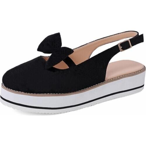 Women Sandals Shoes Summer Flat Sandals Bow-Knot Comfort Retro Anti-Slip Beach sudes Shoes Platform Slide Large size