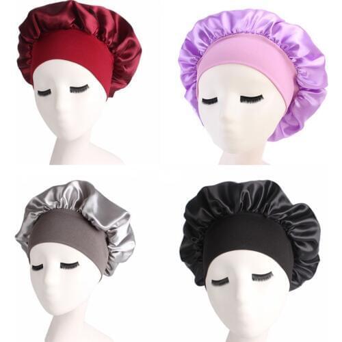 Wide Adjust Womens Satin Bonnet Solid Sleeping Hat Night Sleep Cap Hair Care Bonnet Nightcap For Women Men Unisex Cap bonnet de