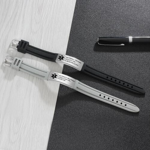 Free Engraving Silicone Adjustable Medical Bracelets Stainless Steel Sports Bracelet Wristband Emergency ID Bracelets For Unisex