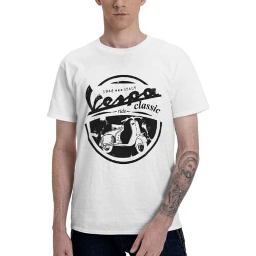Vintage Vespa Tshirt Men Casual Tee Tops Cotton T Shirts Short Sleeve Scooter T-shirt Gift Merch