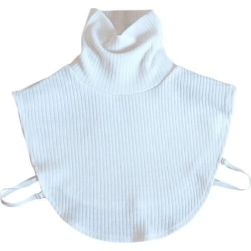 Turtleneck Dickey Detachable Ribbed Knit Half Top Mock Sweater Solid Fake Collar J78E