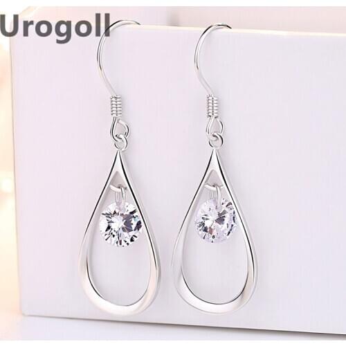 Fashion Earrinng 925 Sterling Silver Earring Purple Pink Zircon Pendant Ear Jewelry Accessiores For Women Girl Valentines Day