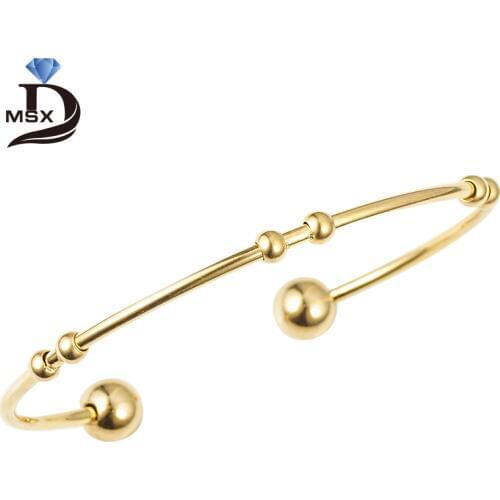 Metal Cuff Bangles Bracelets for Woman Gold Plating Stainless Steel Bead Accessory Trendy Wristband Wedding Party Jewelry Gift