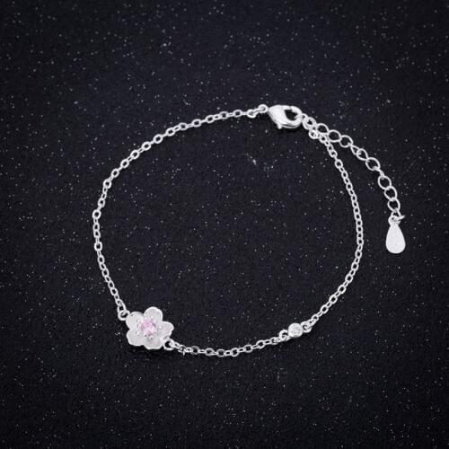 Shuangshuo New Fashion Cherry Blossoms Bracelets & Bangles Flower Cuff Bracelets for Women Chain Link Charm Bracelet pulseras