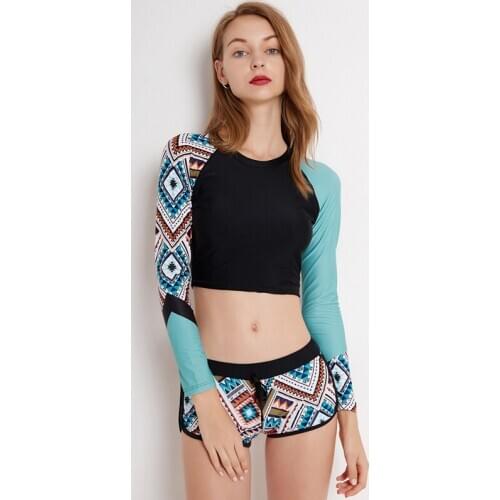 Swimwear Rashguard Two Piece Long Sleeve Rash Guard Bathing Suit Full Suit for Swimming Long Sleeve Swimsuit for Women set