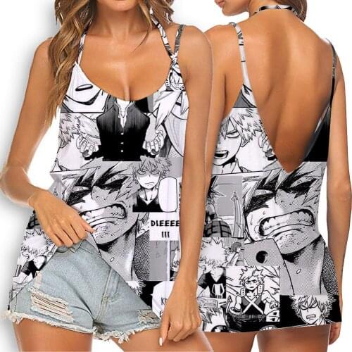 Vest My Hero Academia Anime Cosplay Tank Top Sweet 3D Print Backless Loose Women Girl Crop Streetwear Sexy T-shirt 2021 Summer