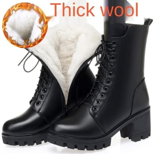 Winter leather Martin boots womens boots with wool strappy womens boots tsuede womens leather boots popular cotton shoes