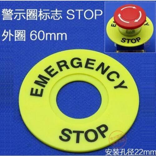 10pcs Circular Legend plate for Emergency stop 22mm Mushroom head Push Button