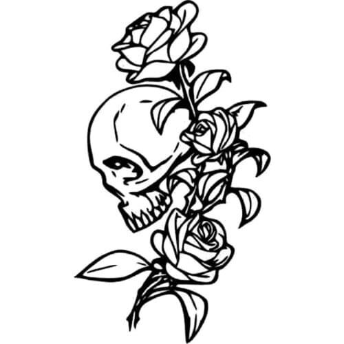 11.1*19.3CM Romantic Roses Skull Car Stickers Cartoon Motorcycle Vinyl Decals C7-0957