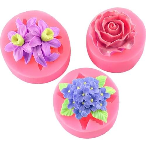 3d Flower Silicone Mold Valentines Day Rose Lilac Lily Chocolate Cake Mold Cake Decoration Soap Making Supplies Soap Mold