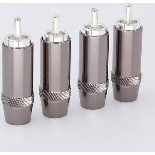 4PCS Silver Plated Audio RCA Plug 8mm Cable Silver Connector HIFI