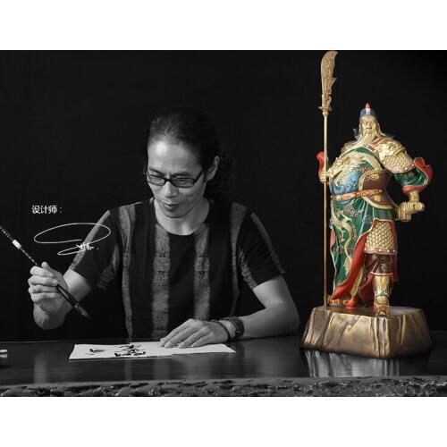 53CM--BEST # TOP efficacious Talisman Money Drawing Martial god of wealth guan gong Guandi bronze Hand engraving art sculpture