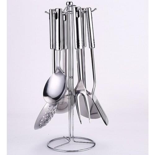 6Pcs Kitchen Utensils Set Stainless Steel Cookware Cooking Tool Soup Spoon spatula Fork Shovel With Frame Kitchenware Kit