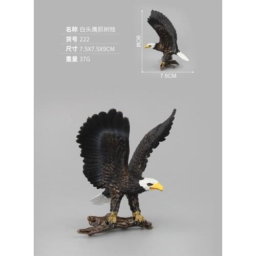 9CM Forest Animal Model Bald Eagle Standing On Tree Branch Toys Gifts For Children Decorations