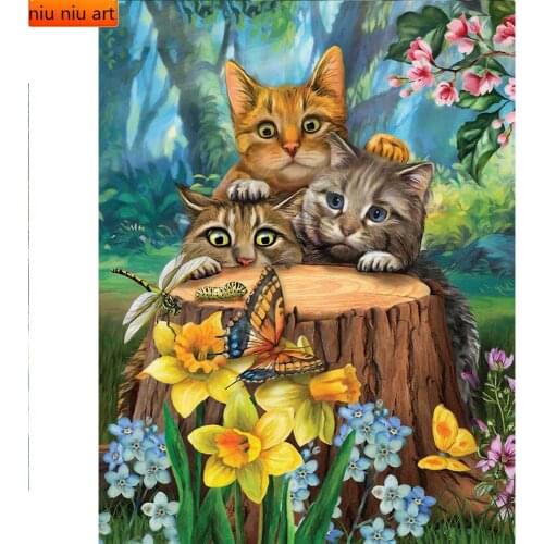 5D DIY Landscape Animal Diamond Painting Cross Stitch Kit Cat Pattern Wall Sticker Mosaic Diamond Embroidery Home Decor Painting