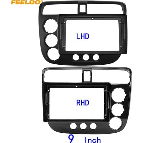 FEELDO Car Audio 9" Big Screen Fascia Frame Adapter For Honda Civic 2002-2005 2DIN Dash Fitting Panel Frame Kit #HQ6745