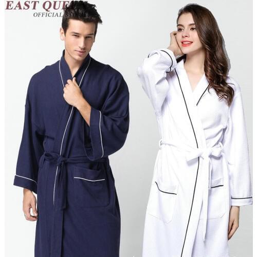 Bath robe women men bathrobe women home robe long soft cotton bathrobe lovers kimono sleepwear dressing gown AA2480 YQ