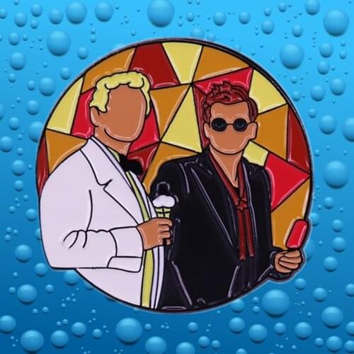 Ineffable Husbands Crowley Aziraphale enamel pin Neil Gaiman film David Tennant Michael Sheen brooch badge