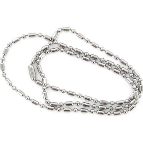 Stainless Steel Ball Beads Dog Tag Chains Necklace 20 Inch for Jewellery DIY Craft