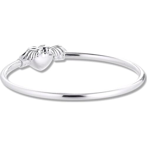 Key Chain Moments Winged Heart Bangle Bracelets on Hand 925 Sterling DIY Jewelry Silver 2021 Trend for Women Free Shipping