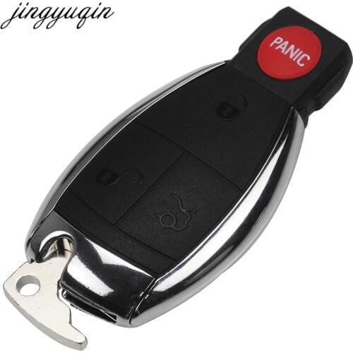 Jingyuqin Car Key Case Shell Keyless Remote Fob Uncut Blade fit Mercedes for Benz E C R CL GL SLK + Battery Clamp Holder 4BTN
