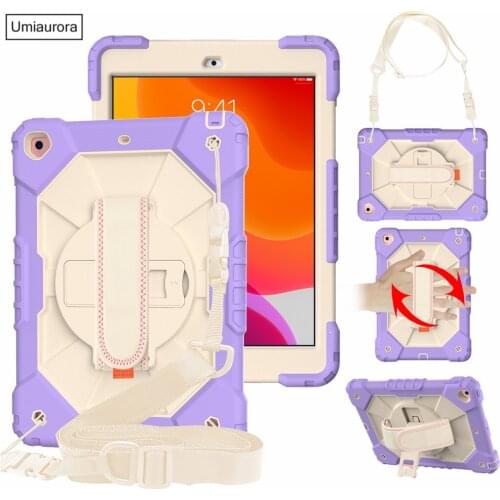 For iPad 7 8th 10.2 Case 2020 Pro 11 9.7 2018 2017 Kids Shockproof Funda for iPad Mini 5 Air 2 3 4 10.9 Rotating Hand Strap Case