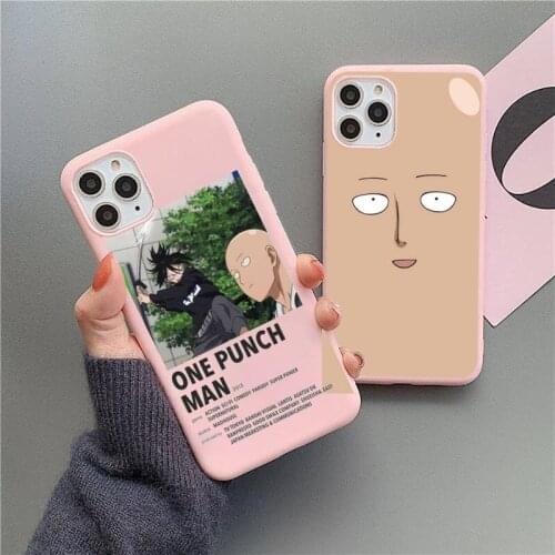 One Punch Man Anime Phone Case Candy Color for iPhone 6 7 8 11 12 s mini pro X XS XR MAX Plus