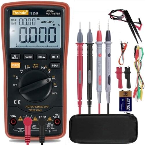 Auto-Range Digital Multimeter 20000 Counts 4 1/2 DC AC Resistance Capacitance Peak Hold True RMS NCV Diode Tester