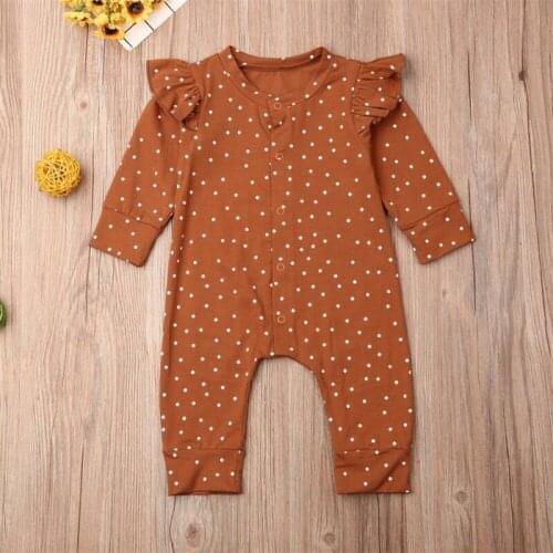 2019 Spring Autumn Baby Clothing Newborn Baby Girl Polka Dots Romper Fly Long Sleeve Jumpsuit Outfit Casual Clothes