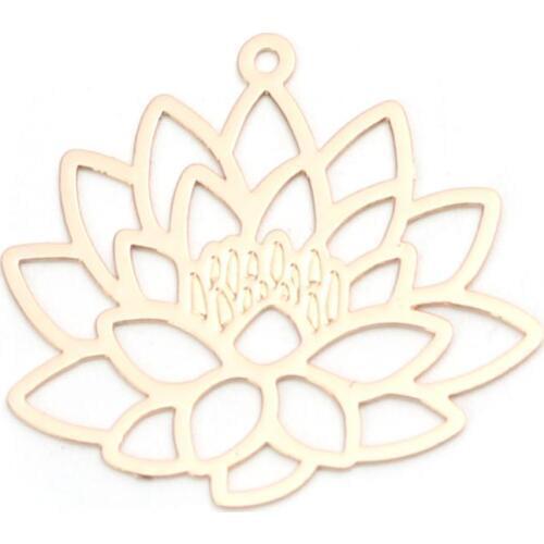 DoreenBeads Fashion Copper Pendants Silver Color Leaf Stripe Lotus Flower Filigree Stamping Jewelry DIY Findings , 20 PCs