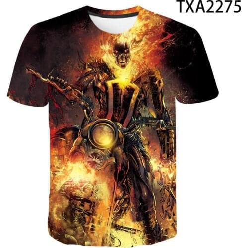 Men Women Children Skull T Shirts Fashion Summer Short Sleeve Ghost Rider Cool T-shirt 3D Print Tops Harajuku Streetwear Tee
