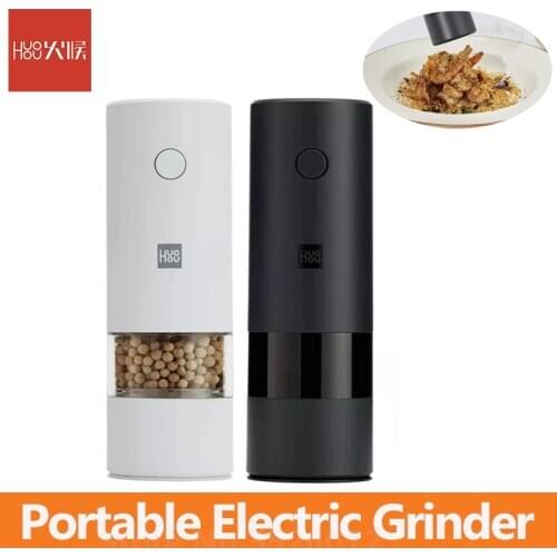 Huohou Electric Grinder LED Light 5 Modes Pepper Spice Grain Porcelain Automatic Grinding Mill for Kitchen