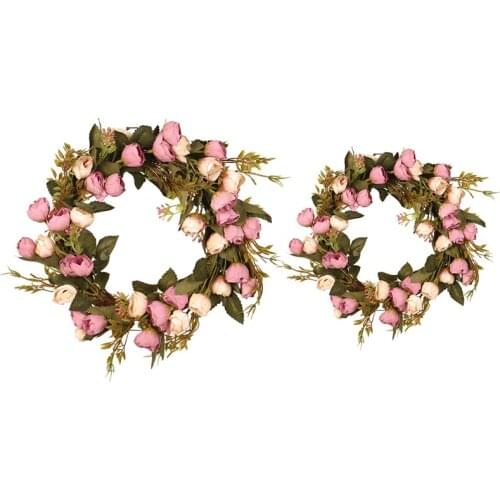 Artificial Rose Flower Wreath with Elegant Best for Front Door Wedding Birthday Party Wall Window Home Decor