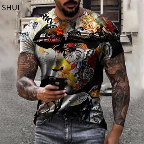 2021Summer Retro Mens Short-sleeved T-shirt Abstract Printing Fashion Harajuku Clothes Plus Size XXS-6XL camiseta hombre