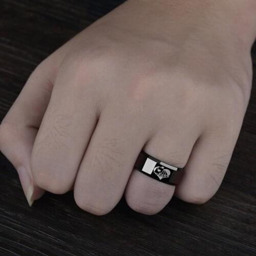 Playing Cards Black Spade A Hearts Print Pattern Mens Jewelry Alloy Band Ring 2020