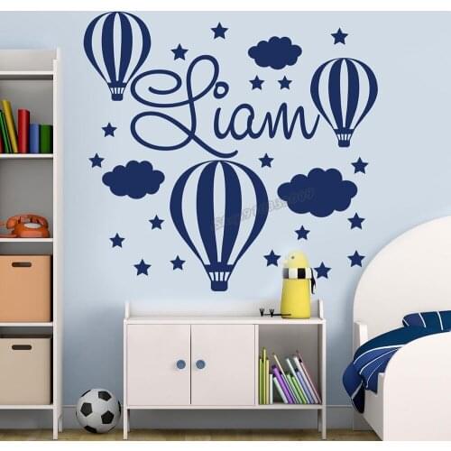 Custom Name wall decal baby room decor boy name decal airballon cloud and star Wall Sticker boy Room nursery decor sticker B033