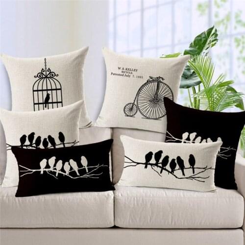 Decorative Throw Pillow Cover Case Branches Of Birds Lumbar Pillow Cover Case Polyester Cushion Cover For Sofa Home Almofadas