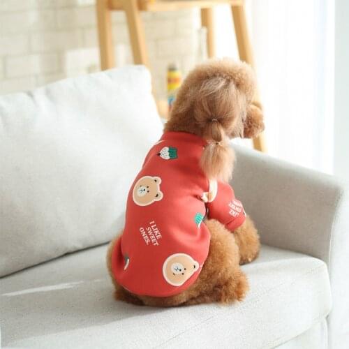 New Dog Clothes Printed Pullover Sweater Autumn and Winter Plus Velvet Warm Small Pet Clothes Dog Clothes for Small Dogs