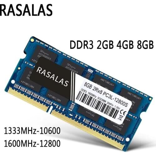 Rasalas Memory Ram DDR3 8GB 4GB 8500 10600 12800 SO-DIMM 1.35V 1.5 V Notebook 204Pin Laptop Oперативная Nамять