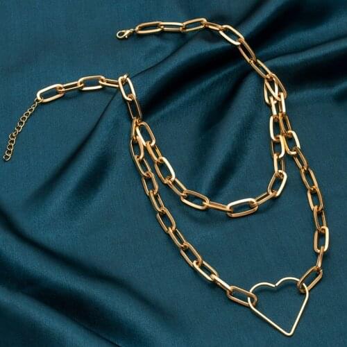 2021 Fashion New Figaro Chain Necklace Men Stainless Steel Gold Color Heart-shaped Choker Necklace For Women Men Jewelry
