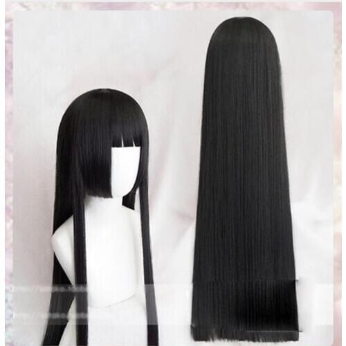 100cm Kakegurui Yumeko Jabami Cosplay Wigs Black Straight Heat Resistant Synthetic Hair Perucas Cosplay Wig
