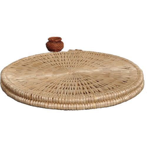 Hand Made Rush Zabuton Sitting Diameter 70/80cm Natural Seat Furniture Floor Pillow Meditation Cushion Seating for for Zen,Yoga