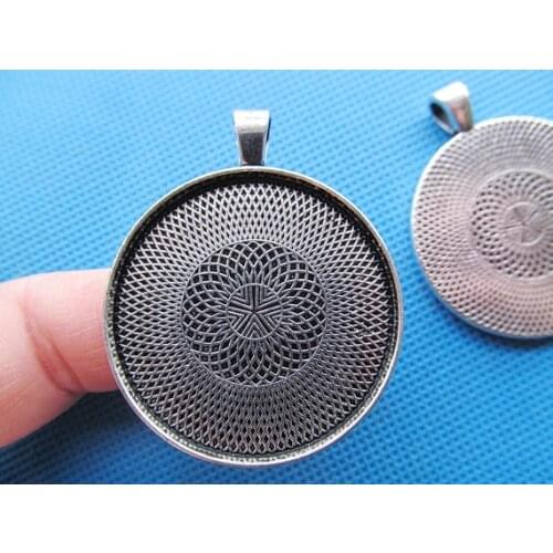 50pcs Antique Silver tone/Antique Bronze Round Base Bezel Setting Tray Pendant Charm,fit 35mm Cabochon/Cameo,DIY Accessory