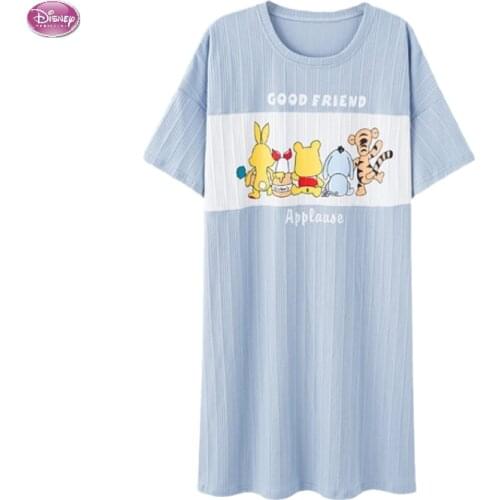 Casual Pyjamas Night Dress Cotton Women Short-Sleeved Cartoon Kawaii Nightgown Loose Dormir Tops Large Size Leisure Sleepwear
