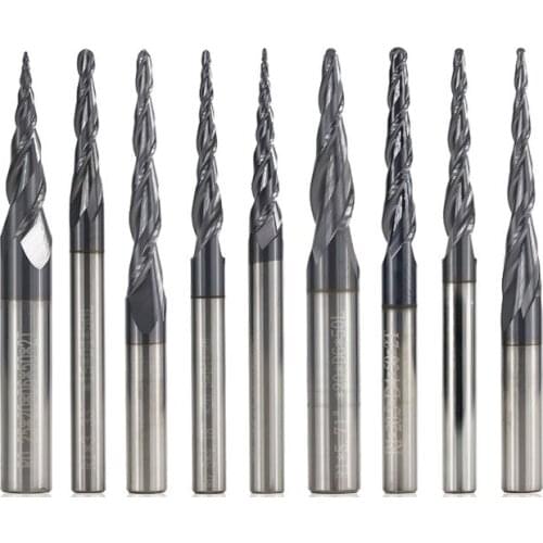 Straight 2-edge Taper Ball End Milling Cutter Black High Flat Black coatedFor Milling Machine Diameter 4-8MM