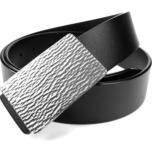 Pure Titanium Belt Buckle Manual Hammer Design With Real Cowhide 130 cm